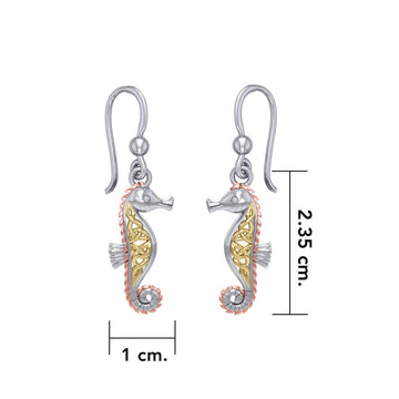 Celtic Knots Seahorse Three Tone Earrings OER033 - Jewelry
